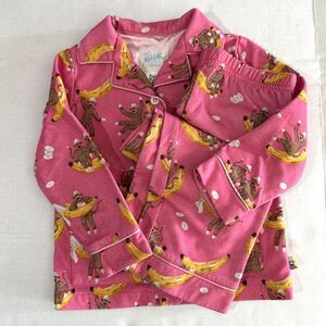 Nick & Nora Children's Sock Monkey & Banana Pink Pajama Set, 3T